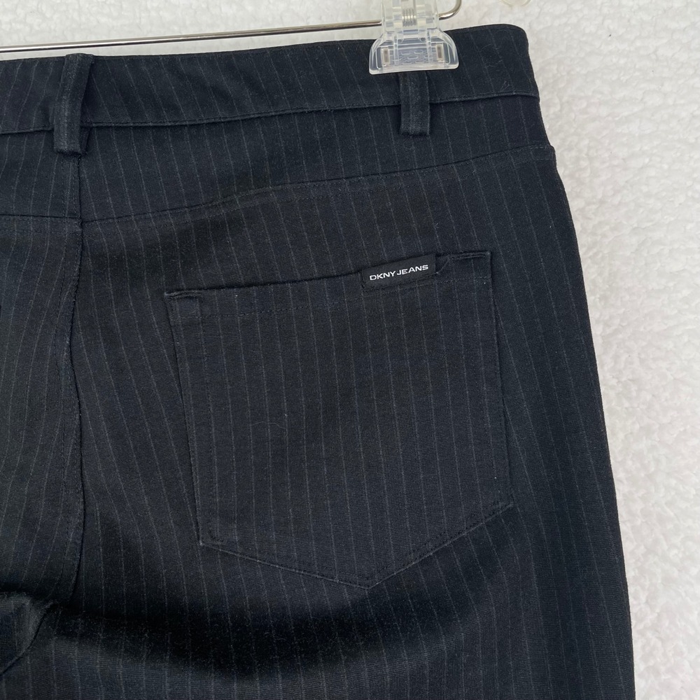 DKNY Jeans Womens Black Pinstripe Slim Leg Trousers Size Medium - Picture 6 of 11